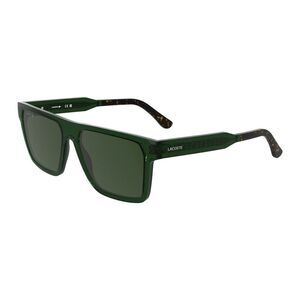 Lacoste Sunglasses Square Full Rim, Transparent Green Frame and Green Lens